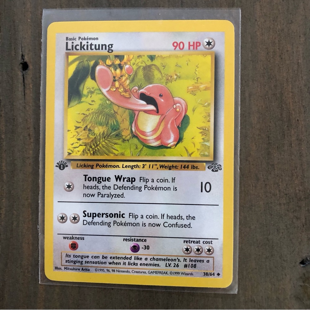 1990’s rare vintage 1st edition Lickitung Pokémon card 38/64